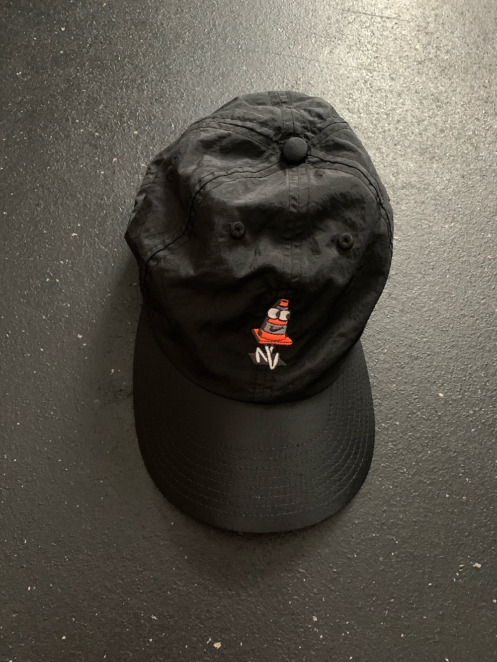 Nike Kids Black Cap with Orange Traffic Cone Embroidery